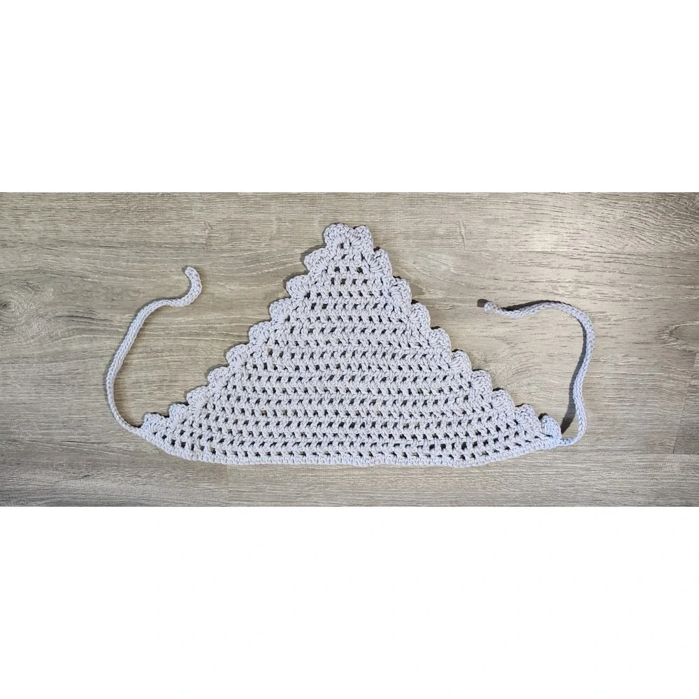 Handmade Crochet Triangle‎ Head Scarf Cotton Boho Hippie Festival Cottage Violet
